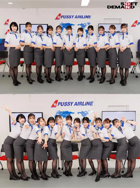 「制服・下着・全裸」でおもてなし またがりオマ○コ航空 圧巻総勢11名＋特別講師1名による2024年度新人CA大型研修編 総尺145分収録 6セクションの集団おま〇こキャビンレッスン サンプル画像 2