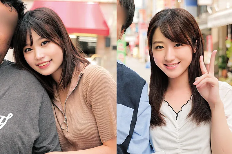 恥じらいたっぷり素人女子大生カップルが挑戦！なりきりダッチワイフカップルゲーム！彼氏が見ている目の前でイケメンAV男優に耳元で甘い吐息を吹きかけられ、見つめられながら全身まさぐられ、激ピストンされても彼女が動かなければ賞金30万！ みなみちゃん つきのちゃん サンプル画像 1