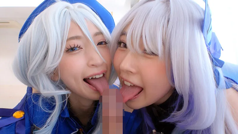 低身長ちっぱい甘サド◆レイヤーたちのM男カメコを沼らせる極上のW痴女ハーレム 冬愛ことね 皆月ひかる サンプル画像 9